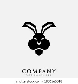 Logo design template, with a black rabbit icon