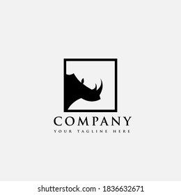 Logo design template, with a black rhino icon