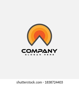 Logo design template, with a black sunset logo home icon