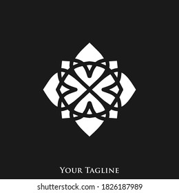 Logo design template, with black and white icon in ornamental luxury shape