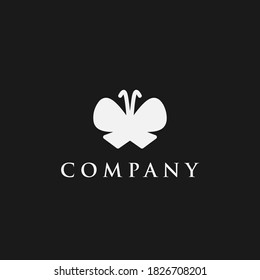 Logo design template, with black and white butterfly icon