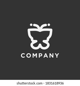 Logo design template, with black and white butterfly icon