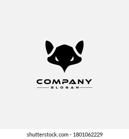 Logo design template, with a black wolf head icon