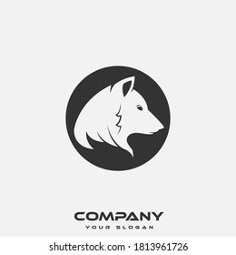 Logo design template, with a black wolf icon