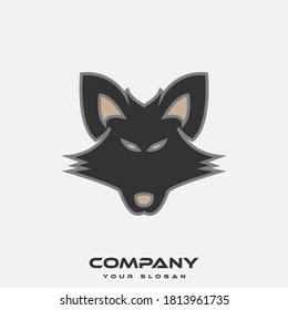 Logo design template, with a black wolf icon