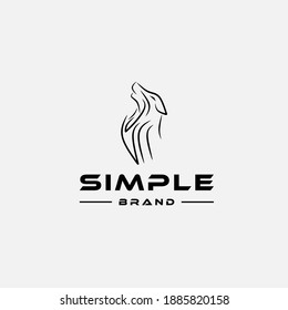 Logo design template, with a black wolf head icon