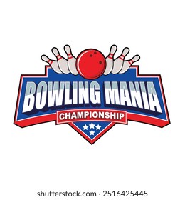 Logo design template with Bowling theme, for bowling arena or bowling championship events.