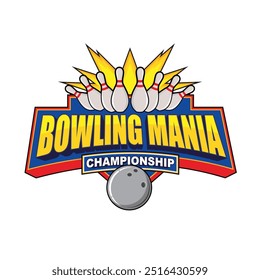 Logo design template with Bowling theme, for bowling arena or bowling championship events.