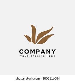 Plantilla de diseño de logotipo, con un icono de pájaro marrón
