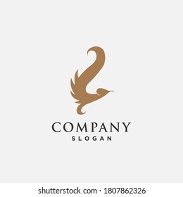Logo design template, with a brown ornamental bird icon