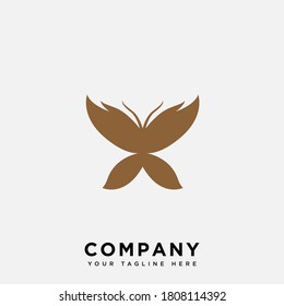 Logo design template, with a brown ornamental butterfly icon