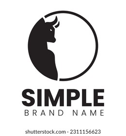 Plantilla de diseño de logotipo, con un icono de cabeza de toro en círculo negro