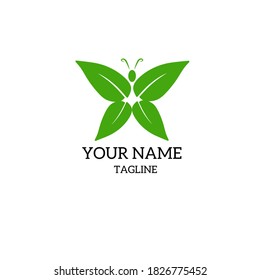 logo design template, butterfly shaped leaves