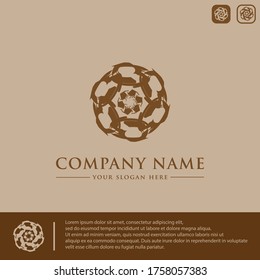 Logo design template, with circle flower icon, line flower, luxury flower