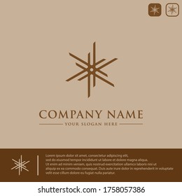Plantilla de diseño de logotipo, con icono de flor circular, flor de línea, flor de lujo
