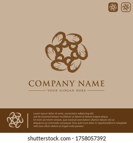 Logo design template, with circle flower icon, line flower, luxury flower