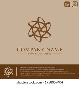 Logo design template, with circle flower icon, line flower, luxury flower
