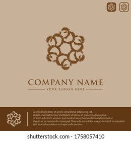Logo design template, with circle flower icon, line flower, luxury flower