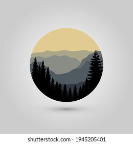 Logo-Design-Vorlage mit einer kreisförmigen Berggrafik