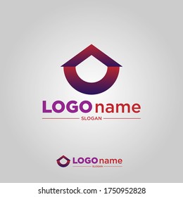 Logo design template, with a circle shape house icon