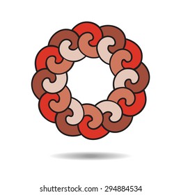  Logo design template. Colorful round frame on white background.