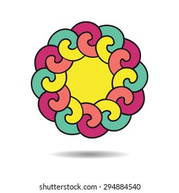  Logo design template. Colorful round frame on white background.