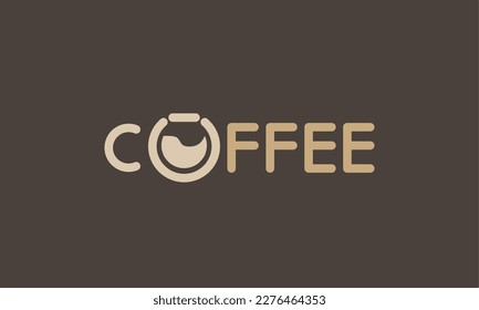 logo design template. a combination of the coffee logo with an additional coffee cup inside the coffee writing on the letter o. flat design vector coffee logo