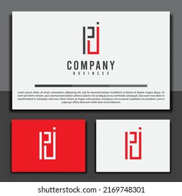 Logo design template, with a combination of letters P and J geometric icons, perfect for your business brand