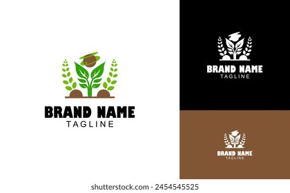 Logo Design Template combining globe and leaves. Suitable for businesses in the plants, ecology, natural products, vegetarianism, veganism, and agricultural sectors.