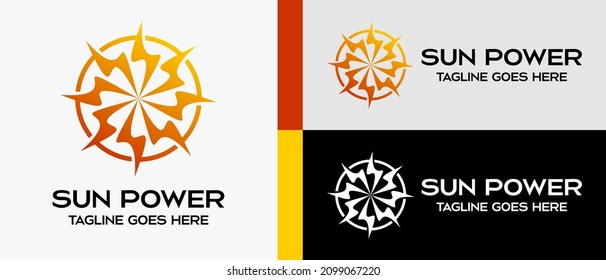 logo design template for company, business, energy or technology. sun rays icon in circle. vector abstract logo illustration