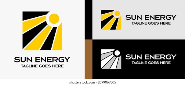 logo design template for company, business, energy or technology. sunshine icon in a box. vector abstract logo illustration