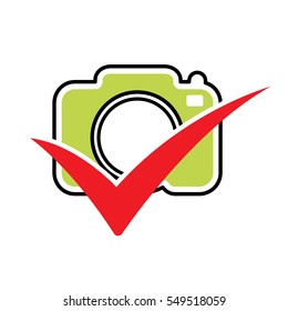 logo design template contains good meaning, check mark and camera