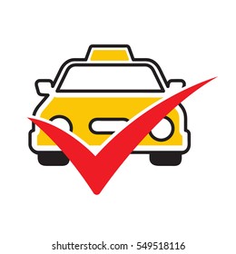 logo design template contains good meaning, check mark and taxi