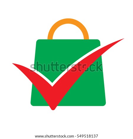 logo design template contains good meaning, check mark and shopping bag