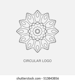 Logo design template, creative intricate  monogram, abstract round emblem,  mono line decorative icon, vector mandala illustration