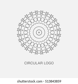 Logo design template, creative intricate  monogram, abstract round emblem, mono line decorative icon, vector mandala  illustration