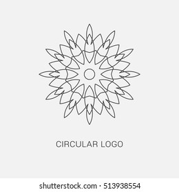 Logo design template, creative intricate  monogram, abstract round emblem,  mono line decorative icon, vector mandala illustration