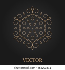 Logo design template, creative monogram, abstract round emblem, mono line decorative icon, vector illustration.