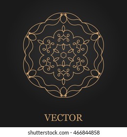 Logo design template, creative monogram, abstract round emblem, mono line decorative icon, vector illustration.