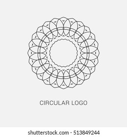 Logo design template, creative monogram, abstract round  emblem, mono line decorative icon, vector illustration