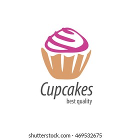 Cupcake Watercolor Logo Design On White Stock Vector (Royalty Free ...