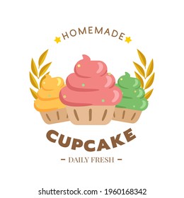 logo design template. Cupcakes bakery icon.