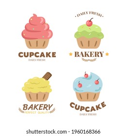 logo design template. Cupcakes bakery icon.