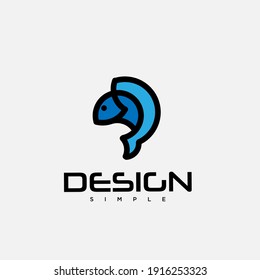 Logo-Design-Vorlage mit gekrümmtem Fischsymbol