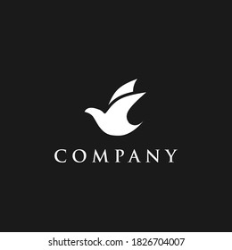 Plantilla de diseño de logotipo, con un icono de pájaro bonito en blanco y negro