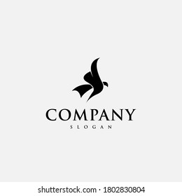 logo design template, with a cute black bird icon flying
