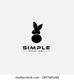 Logo design template, with a cute rabbit icon in black