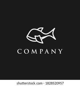 Logo design template, with cute whale icon, line art in black and white