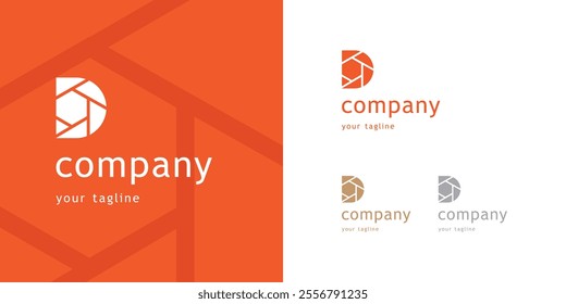 Logo design template with D alphabet. Letterform design. Mark or design template for photography studio or photographer.