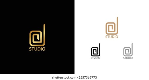 Logo design template with D alphabet. Letterform design. Mark or design template for Luxury hotel or Jewellery brand.